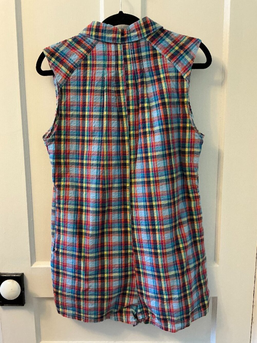 Urban Outfitters seersucker check romper jumpsuit w/pockets (shorts) S - Picture 3 of 8